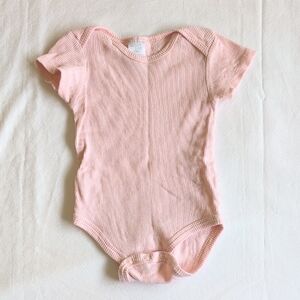 chick pea ribbed cotton short sleeve bodysuit pink 6-9 months baby girl